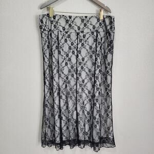 Worthington Skirt  Womens Size 18  Black Lace Overlay Whimsigoth Party O…